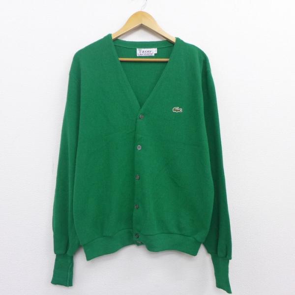 M/古着 長袖 ブランド ニット カーディガン 80s IZOD ラコステ