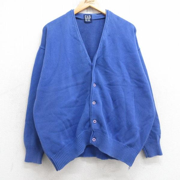 GAP（ギャップ） XL/古着 長袖 ニット カーディガン メンズ 90s 青