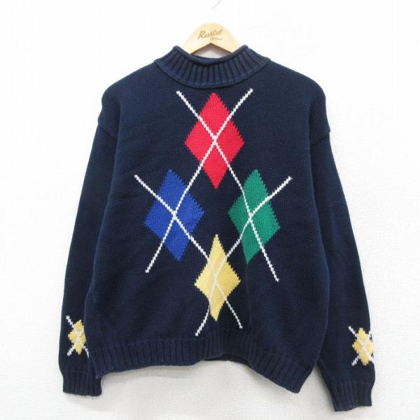 20%OFF】L/古着 Liz sport 長袖 セーター メンズ 90s アーガイル 