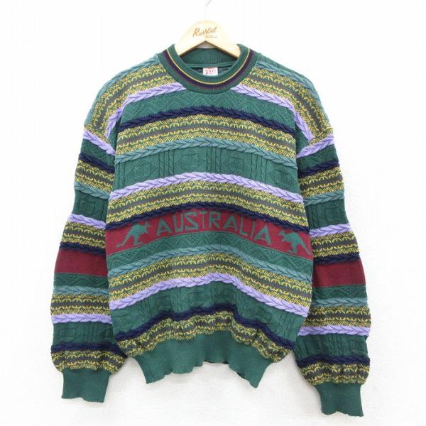 XL/古着 長袖 ケーブル セーター メンズ 90年代 90s クルーネック