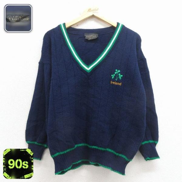 20%OFF】M/古着 長袖 セーター メンズ 90年代 90s クローバー Vネック 