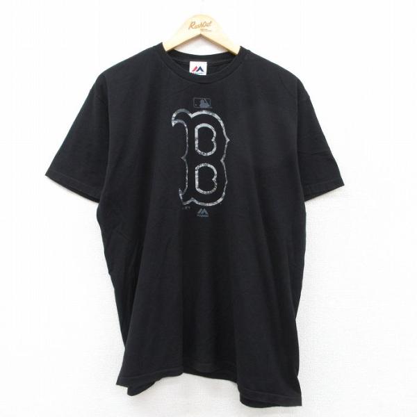 激レア未使用✨MLBロゴ 総柄 黒Tシャツ デッド Majestic L大きめ MLB 【50%OFF】XL/古着 マジェスティック 半袖 Tシャツ メンズ