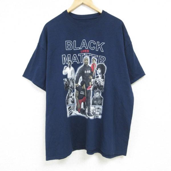 XL/古着 半袖 Tシャツ メンズ BLACK LIVES MATTER 大きいサイズ クルーネック...