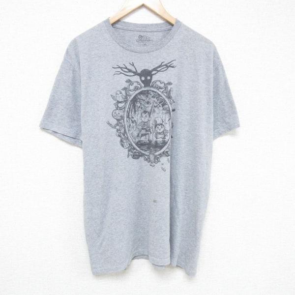 半袖Tシャツ　ラグラン袖　グレー　黒　XL　亀　サーフィン　サーファー　古着 Tシャツ ボーダー切替 ラグラン 5分袖 クルーネック 大きい