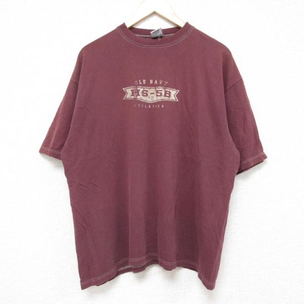 XL/古着 オールドネイビー 半袖 Tシャツ メンズ HS コットン クルーネック エンジ 25jun13 中古