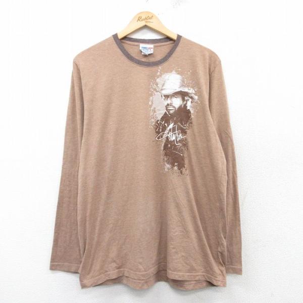 XL/古着 長袖 ロック バンド Tシャツ メンズ トビーキース クルーネック 茶 ブラウン 25feb28 中古
