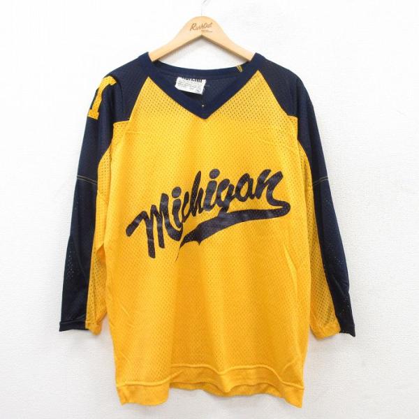 XL/古着 長袖 ビンテージ Tシャツ メンズ 80s ミシガン メッシュ XL/古着 長袖 ビンテージ Tシャツ メンズ 80s ミシガン メッシュ