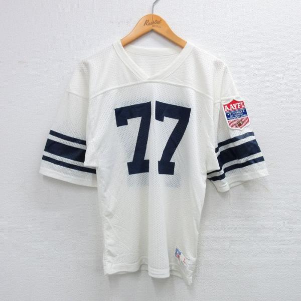 M/古着 ラッセル 半袖 ビンテージ フットボール Tシャツ メンズ 90s