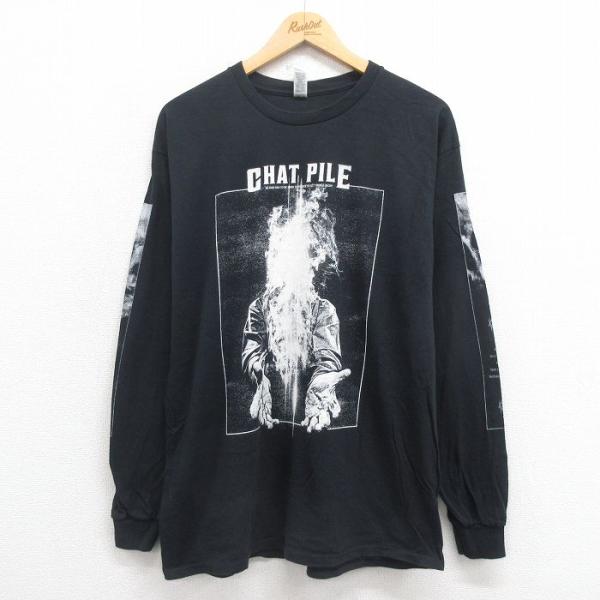 L/古着 長袖 ロック バンド Tシャツ メンズ CHAT PILE コットン クルー