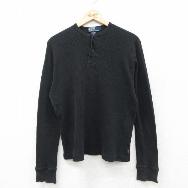 90s Polo by Ralph Lauren サーマルロンT ブラック 古着 ポロラルフローレン】サーマルロンT ラルフ ポロラルフローレン