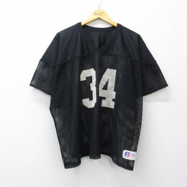 ヴィンテージ 40年代 ラッセル スポルティング フットボールＴシャツ ブラック XL/古着 ラッセル 半袖 ビンテージ フットボール Tシャツ メンズ 90