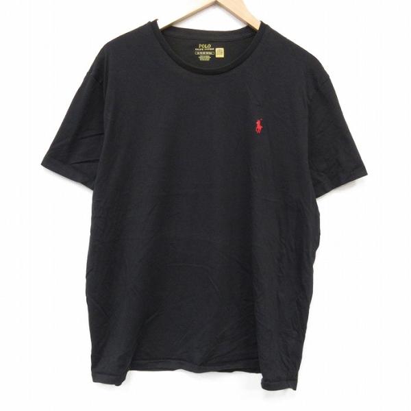 XL/古着 ラルフローレン 半袖 ブランド Tシャツ メンズ ワンポイントロゴ 大きいサイズ コットン クルーネック ブラック 26jul06