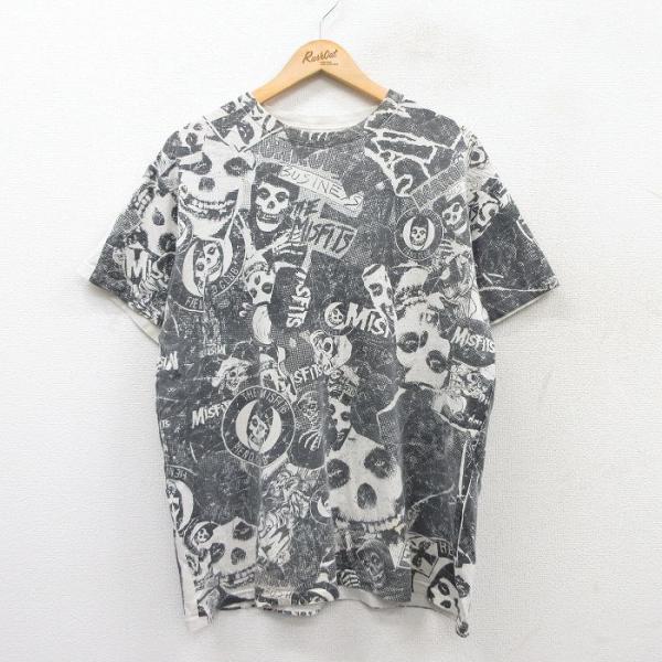 L/古着 半袖 ロック バンド Tシャツ メンズ ミスフィッツ 全面プリント
