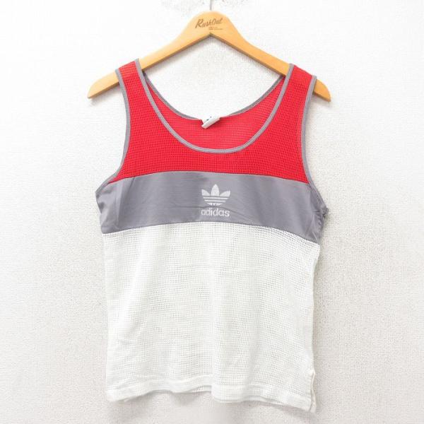 adidas タンクトップ　古着 adidas - 80s USA製 アディダス タンクトップ レディース M メンズ S
