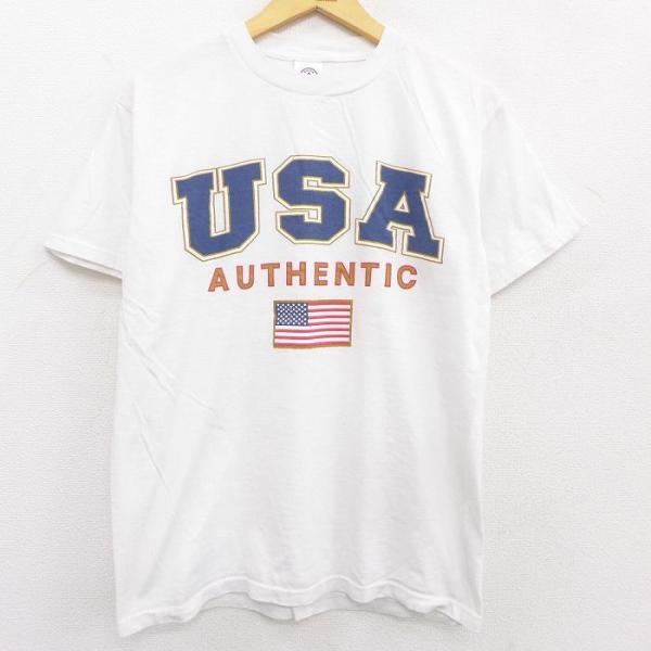 M/古着 半袖 ビンテージ Tシャツ メンズ 00s USAＳロゴ 星条旗