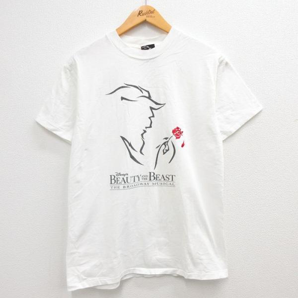 M/古着 半袖 ビンテージ Tシャツ メンズ 90s ディズニー 美女と野獣