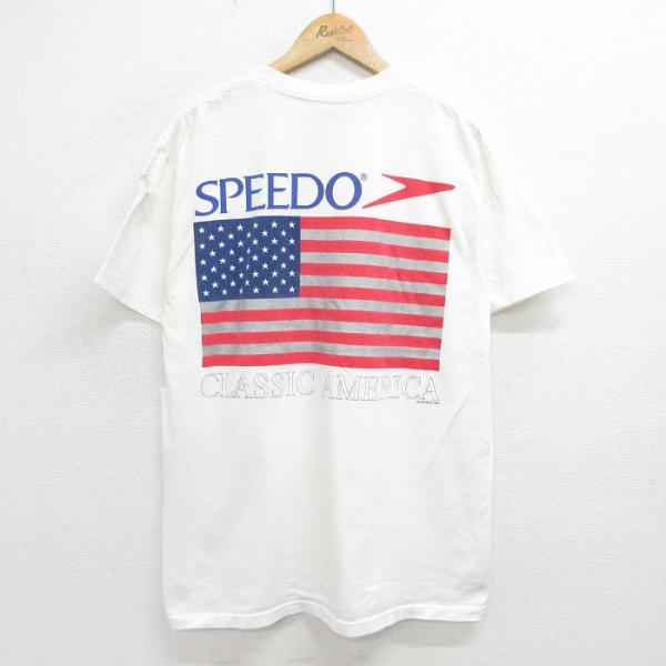 FUCT 90s Tシャツ グリコ風 ランナー 白 星条旗タグ L ヴィンテージ 50%OFF】L/古着 スピード SPEEDO 半袖 ビンテージ Tシャツ メンズ 90s