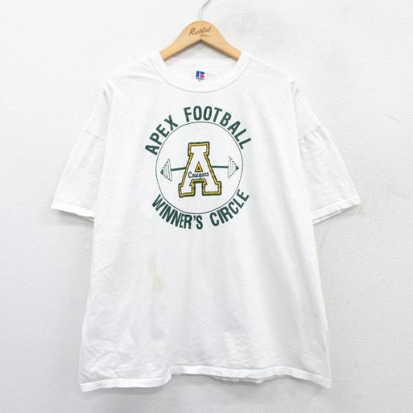 シャツ 80s football T-shirt XL/古着 ラッセル 半袖 ビンテージ Tシャツ メンズ 80s APEX