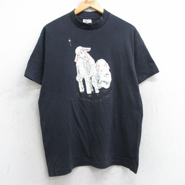 【ヴィンテージ】 古着 メンズ 90s Tシャツ 黒 L 希少デザイン ★1点物 XL 古着 90s Tシャツ | メンズ ブラック - ビンテージ古着通販