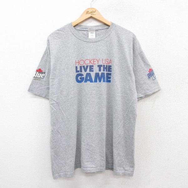 XL/古着 半袖 ビンテージ Tシャツ メンズ 00s ホッケー ラバットブルー