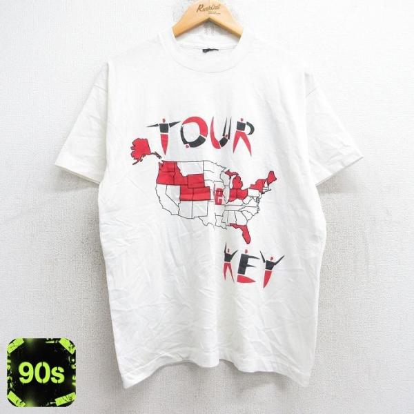 KEY L/古着 半袖 ビンテージ Tシャツ メンズ 90s アメリカ カギ クルー