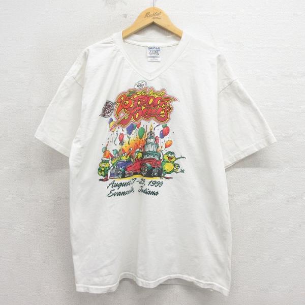 超希少 デッドストック 90s TOBAGO アート Tシャツ 生成り XL XL/古着 半袖 ビンテージ Tシャツ メンズ 90年代 90s カエル ホット