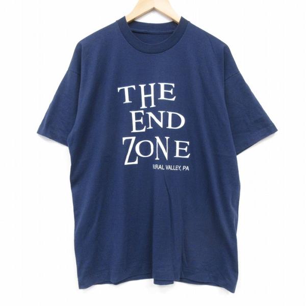 XL/古着 半袖 ビンテージ Tシャツ メンズ 90年代 90s THE END クルーネック 紺 26apr02 5OF