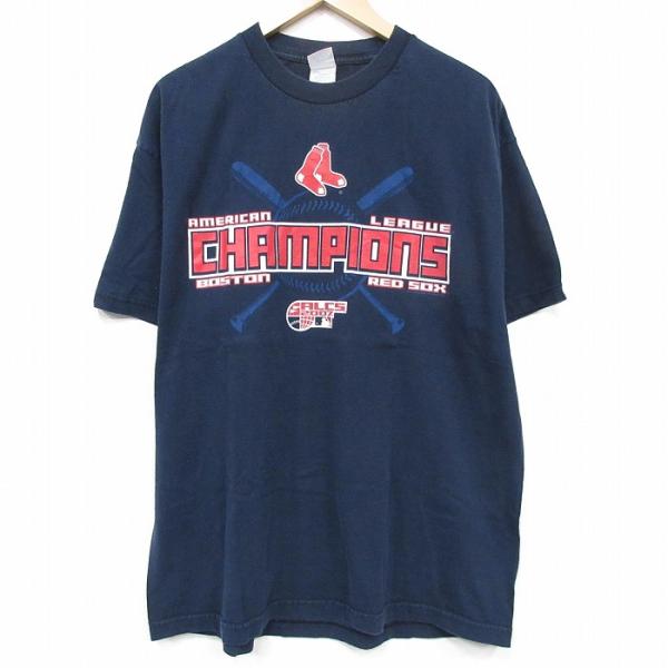 00's MLB ボストン レッドソックス XXL ビジター 古着 ゲームシャツ XL/古着 半袖 ビンテージ Tシャツ メンズ 00年代 00s MLB ボストン