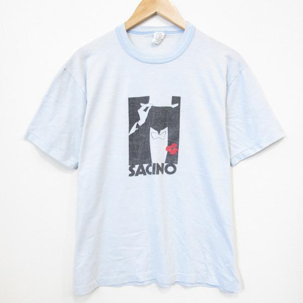 80s ヴィンテージ Tシャツ MADE IN USA L/古着 半袖 ビンテージ Tシャツ メンズ 80年代 80s SACINO クルー