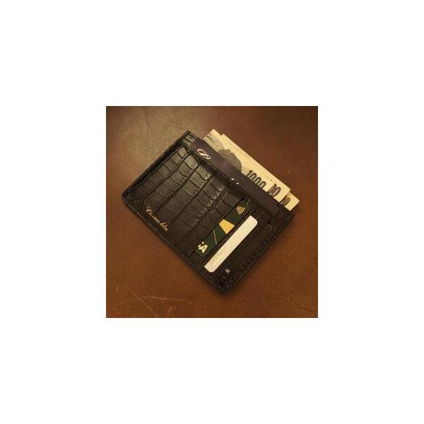 ■ 容量　Cornoblu　クロコダイル　総手縫いによるミニマムウォレット　カラー：BLACK　ブランド名：Corno blu　メーカー型番：EMO-C01H　原産国／製造国：日本　代表カラー：ブラック　シリーズ名：Emondage　Min...