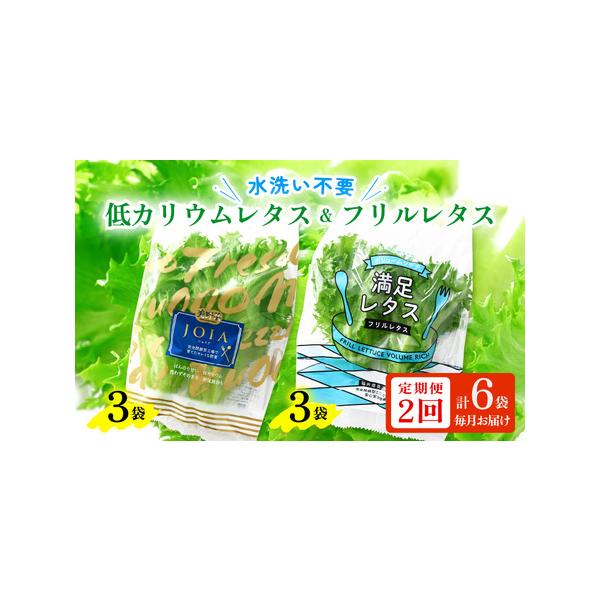 ■ 容量　■ 内容量等　定期便 ≪2ヶ月連続お届け≫　低カリウムレタス＆フリルレタス6個セット　【1】JOIA（低カリウムレタス）65g×3パック　【2】フリルレタス　100g×3パック　産地：福井県美浜町　■ 原材料　レタス　■ 本品に含...