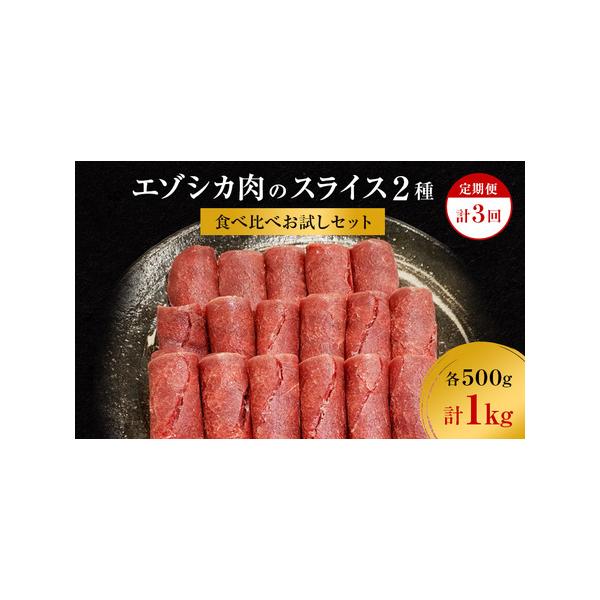 ■ 容量　【各月】　エゾシカ肉スライス（モモ、ロース）各500g×1パックずつ（計:1kg）　　タイプ：【冷凍】【定期】