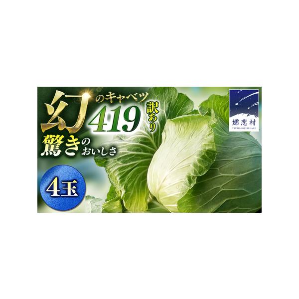 ■ 容量　訳あり まぼろしの419キャベツ 4玉■ 配送について　2026年7月中旬以降、お申込受付順に発送開始　　※419キャベツの生育状況等により前後する場合があります　※配送日の指定はお受けできかねます。予めご了承ください。　※クール...