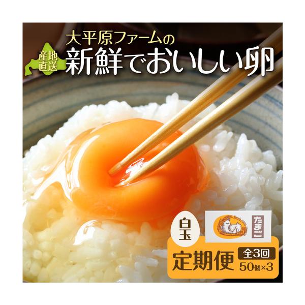 ふるさと納税 【3回定期便】大平原ファームの新鮮でおいしい卵 計50個(白卵)×3ヶ月【 北海道 清水 卵 150個 こだわり卵 卵かけご飯 玉子 タ.. 北海道清水町