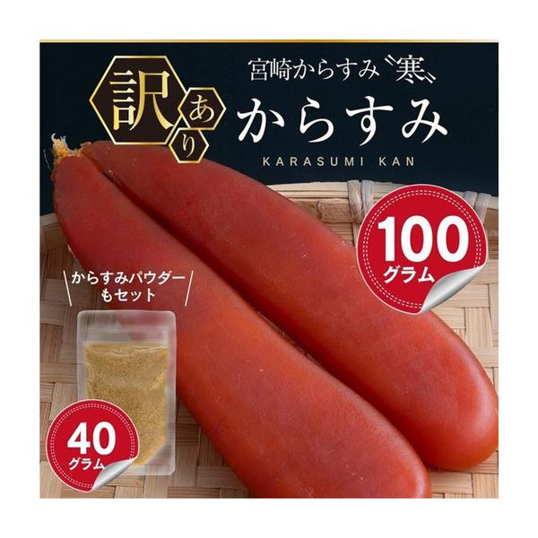 ふるさと納税 ＜訳あり＞宮崎からすみ寒(100g)＜からすみパウダー40g付＞ カラスミ 魚卵  簡易包装 【AW-41】【丸正水産】 宮崎県門川町
