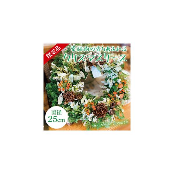 ふるさと納税 【11月下旬以降発送・数量限定】常緑樹の香りあふれるクリスマスリース（限定品）【インテリア おしゃれ 壁飾り プレゼント お花 .. 茨城県水戸市