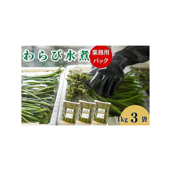 ■ 容量　わらびの水煮　業務用１kg× ３袋　＜原材料＞　わらび、食塩、亜鉛含有酵母エキス、ｐｈ調整剤、酸化防止剤（ビタミンC、フェルラ酸）　＜産地＞西和賀産■ 配送について　決済から14日前後で発送　タイプ：【冷蔵】