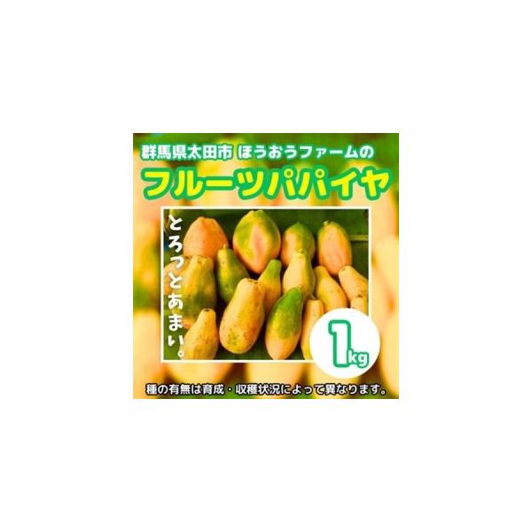 ふるさと納税 【ほうおうパパイヤ】とろっとあまい!群馬県太田市でうまれた希少な国産フルーツパパイヤ1kg_果物・フルーツ   くだもの_【配送不.. 群馬県太田市