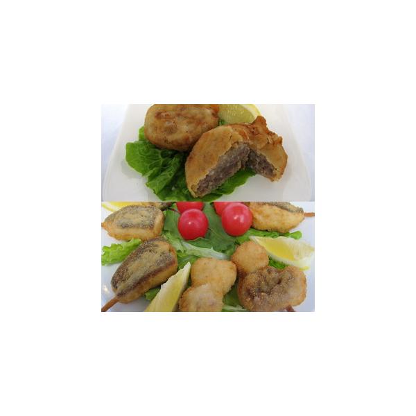 ■ 容量　●いのししメンチカツ：3個×2パック（50g×6個）　●魚介串カツ：8本×1パック（15g×8本）■ 配送について　25日以内に発送いたします　タイプ：【冷凍】