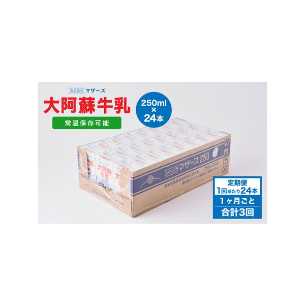 ふるさと納税 令和8年熊本地震復興支援 【定期便 1ヶ月毎：3回】大阿蘇牛乳 250ml 1回あたり24本入り 常温保存 大阿蘇牛乳 熊本牛乳 成分無調整.. 熊本県宇城市
