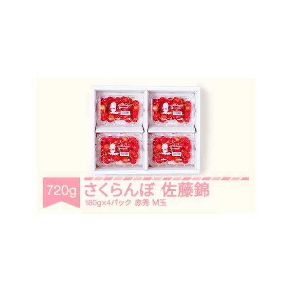 ■ 容量　佐藤錦 赤秀 M玉180g×4パック■ 配送について　6月上旬〜6月下旬頃順次発送　※生育の状況により多少前後することがあります。　タイプ：【冷蔵】