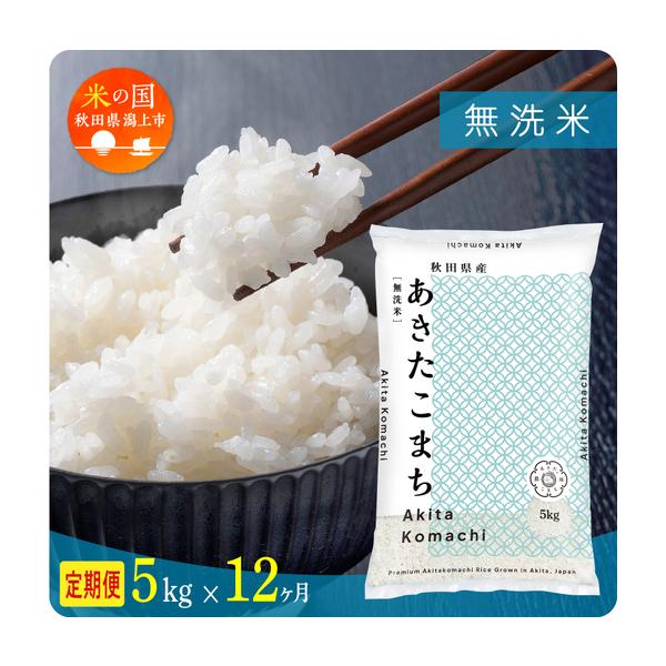 ふるさと納税 【令和8年産】【12ヶ月5kg定期便】無洗米 あきたこまち 無洗 秋田県潟上市