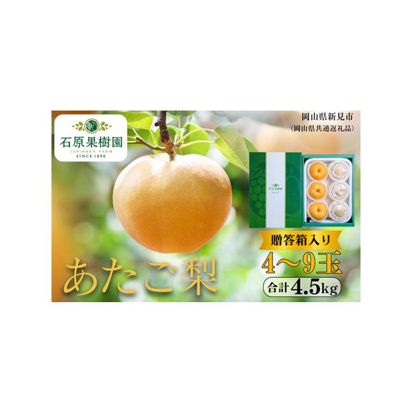 ■ 容量　あたご梨 4〜9玉　合計約4.5kg　贈答箱　　岡山県内産（5条8号ハ）　　　【アレルギー】　対象となる28品目が含まれない。　　【賞味期限】　出荷日より常温7日（冷暗所で保管してください）■ 配送について　【受付期間】　2026...