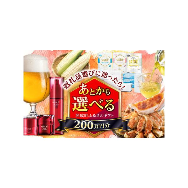 ■ 容量　【あとから選べる】開成町ふるさとギフト 200万円分■ 配送について　ご入金確認後、2週間以内にメールにて専用フォームログイン情報をお送りします。　返礼品の発送は、各返礼品ページの納期をご参考ください。　タイプ：【常温】