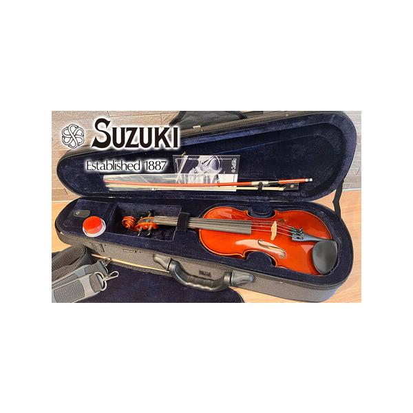 ■ 容量　4/4　3/4　1/2　1/4　1/8　（全５サイズ）　表板：良質スプルース　裏板・側板・ネック：良質メイプル　指板・糸巻・テールピース・あご当：エボニー　弓：フェルナンブコ SUZUKI刻印　ケース：リュックタイプの三角ケース。...