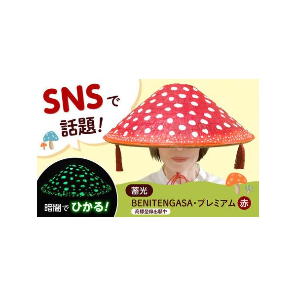 ふるさと納税 光る蓄光竹笠 プレミアム赤 AOBO025