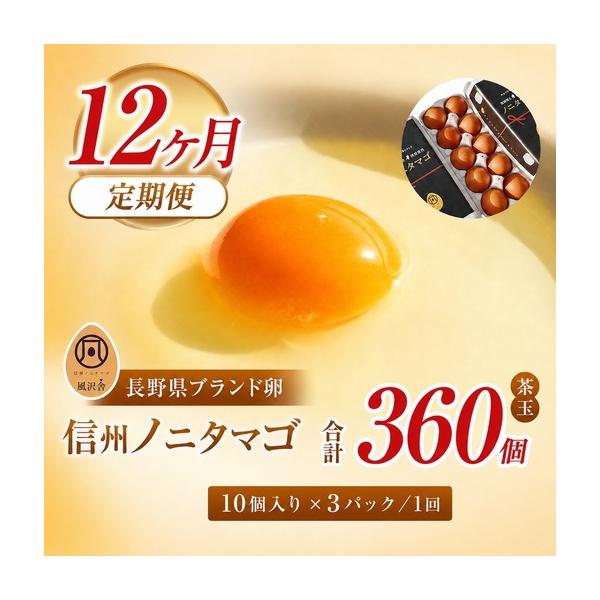 ふるさと納税 【１２ヵ月定期配送】信州ノニタマゴ　茶玉３０個   長野県松本市
