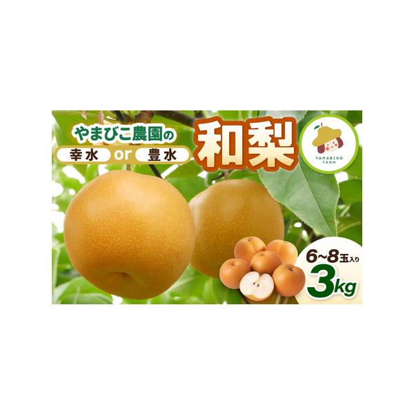■ 容量　■ 内容量等　【幸水梨】　やまびこ農園の和梨 3kg (3L〜5Lサイズ)　6〜8玉入り　　豊水梨：9月上旬〜9月下旬発送　　■ 原材料　梨(坂井市産)　　■ 本品に含まれるアレルギー表示28品目　なし　　■ 賞味期限　発送日より...