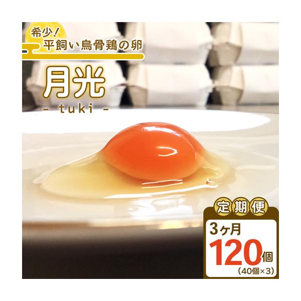 ふるさと納税 [定期便／3ヵ月] 希少！平飼い烏骨鶏の卵「月光《tuki》」40個×3回 計120個 [0803] 栃木県日光市