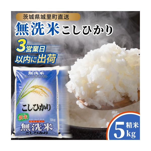 ふるさと納税 コシヒカリ 無洗米 5kg 令和7年産 スピード出荷 最短3?7営業日出荷 即納 最短発送 時短 洗わず炊ける 一人暮らし 単身赴任 キャン.. 茨城県城里町
